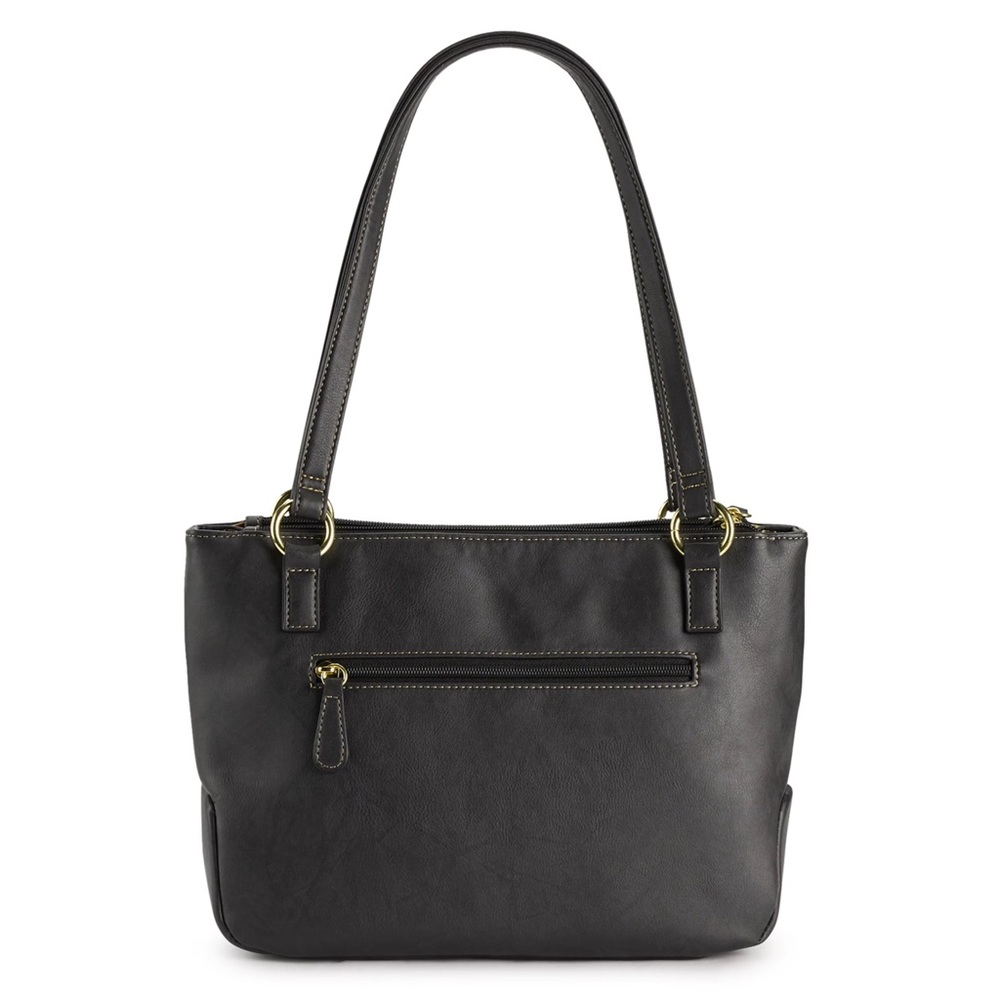 Stone & Co. Crunch Leather Tote Bag with Crossbody Strap in Black - Picture 5 of 6